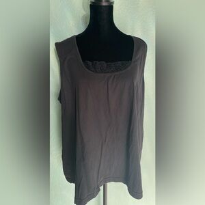 Ulla Popken Black Tank Top with Lace